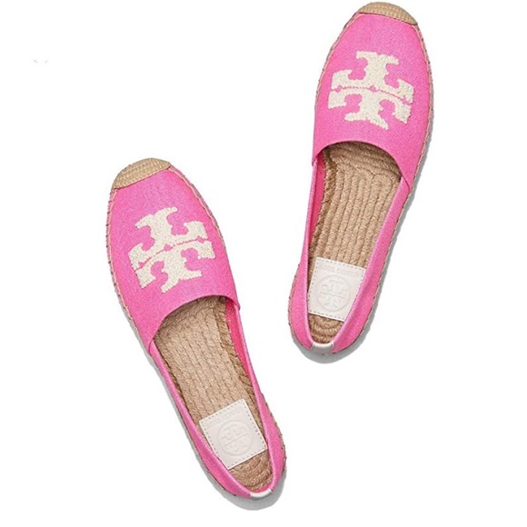 tory burch elisa logo flat espadrilles